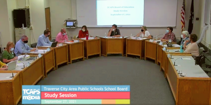 TCAPS Board members discuss district mask mandate at a public board meeting on Monday, Sept. 27. 