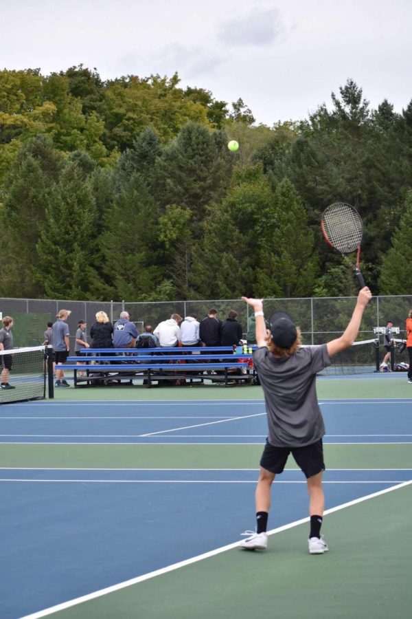 Junior Alex Alvarado, gets ready to hit a serve. Photo courtesy of A. Alvarado 